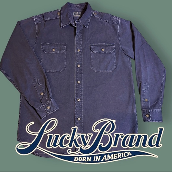 🎉HP🎉EUC Lucky Brand Denim-Like Vintage Button Down in Faded Black. Size Small - Picture 2 of 14